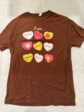 "I am" positive affirmation hearts graphic